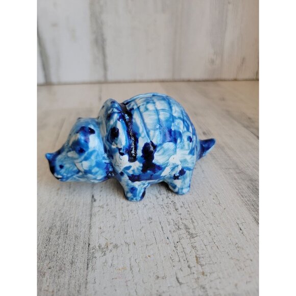 Vintage triceratops blue miniature Piggy bank unique dinosaur - Picture 3 of 7
